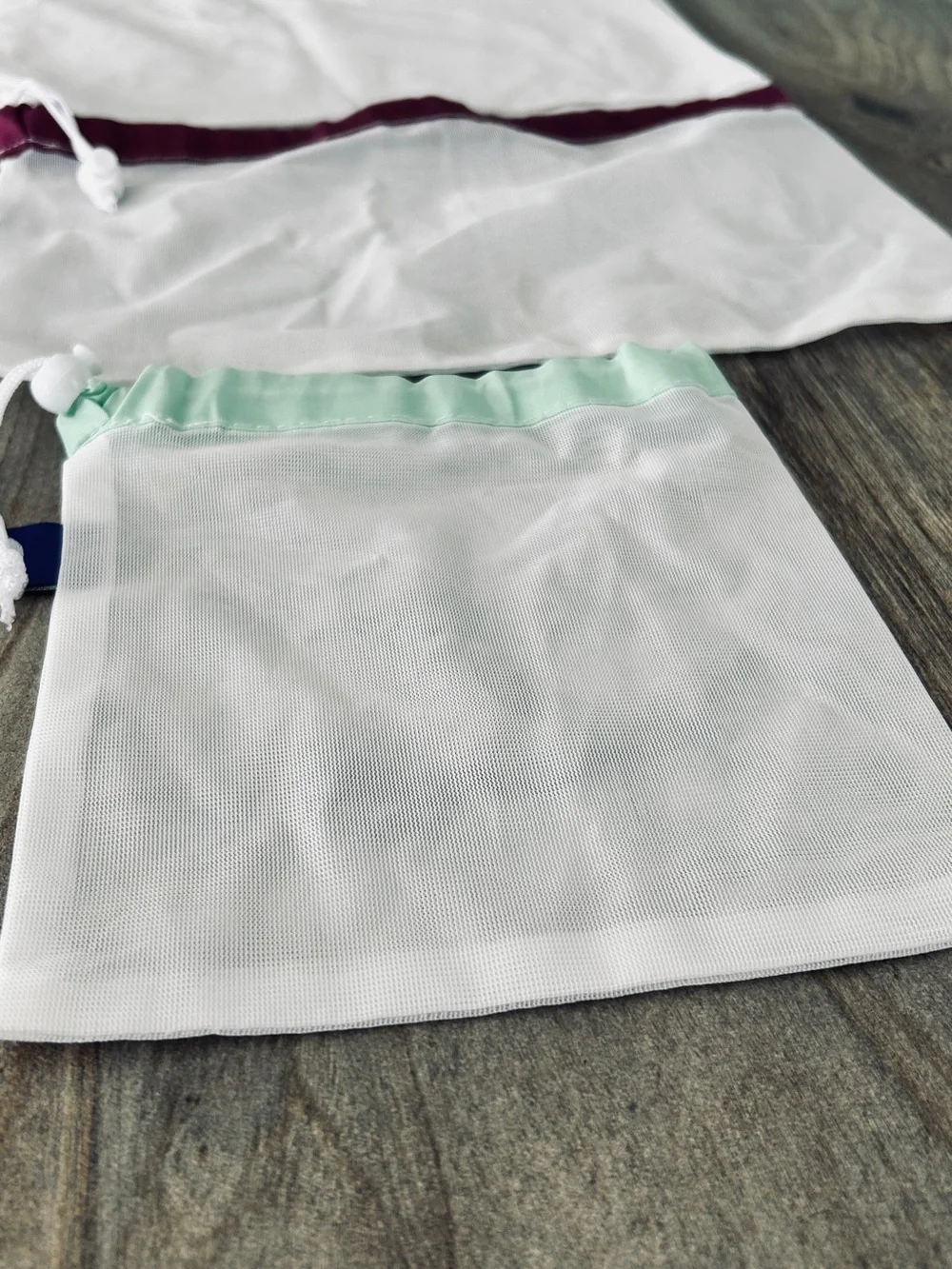 Set of White produce weight watchers Bags with Colored Trim
